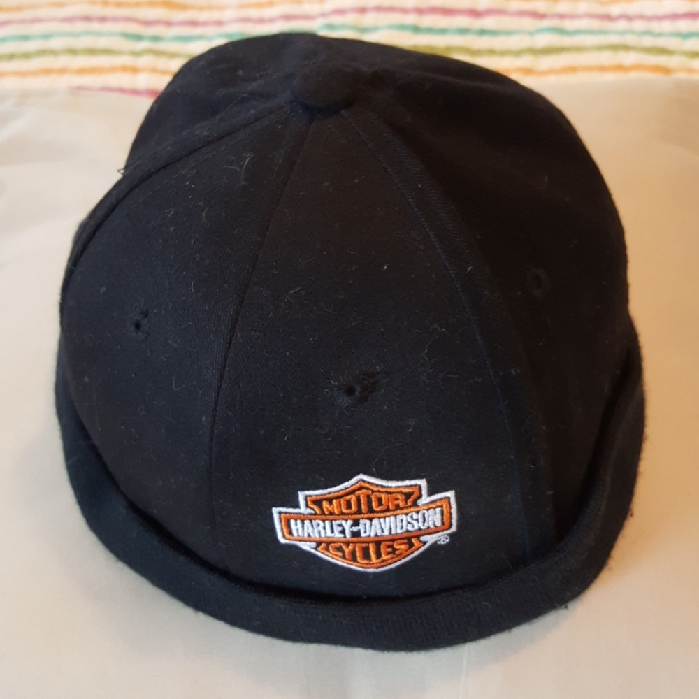 Harley Davidson Black Skull Cap Hat With Adjustabl